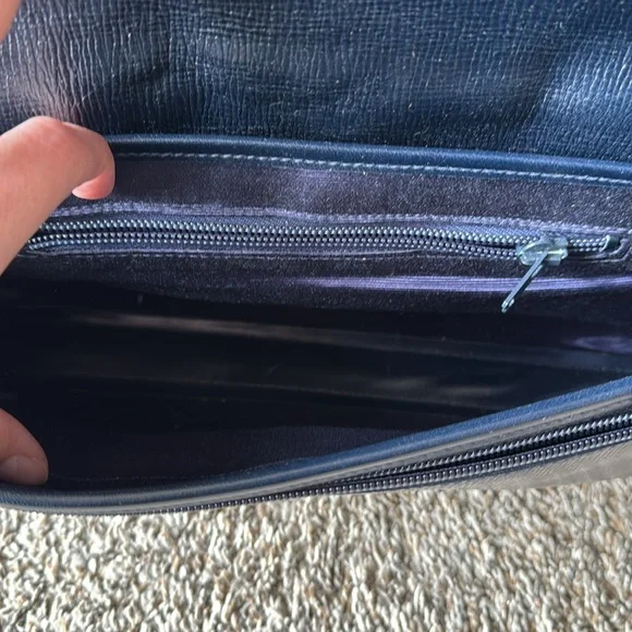 Ghurka Womens Navy Blue Adjustable Crossbody Leather Shoulder Bag Purse - Picture 8 of 15